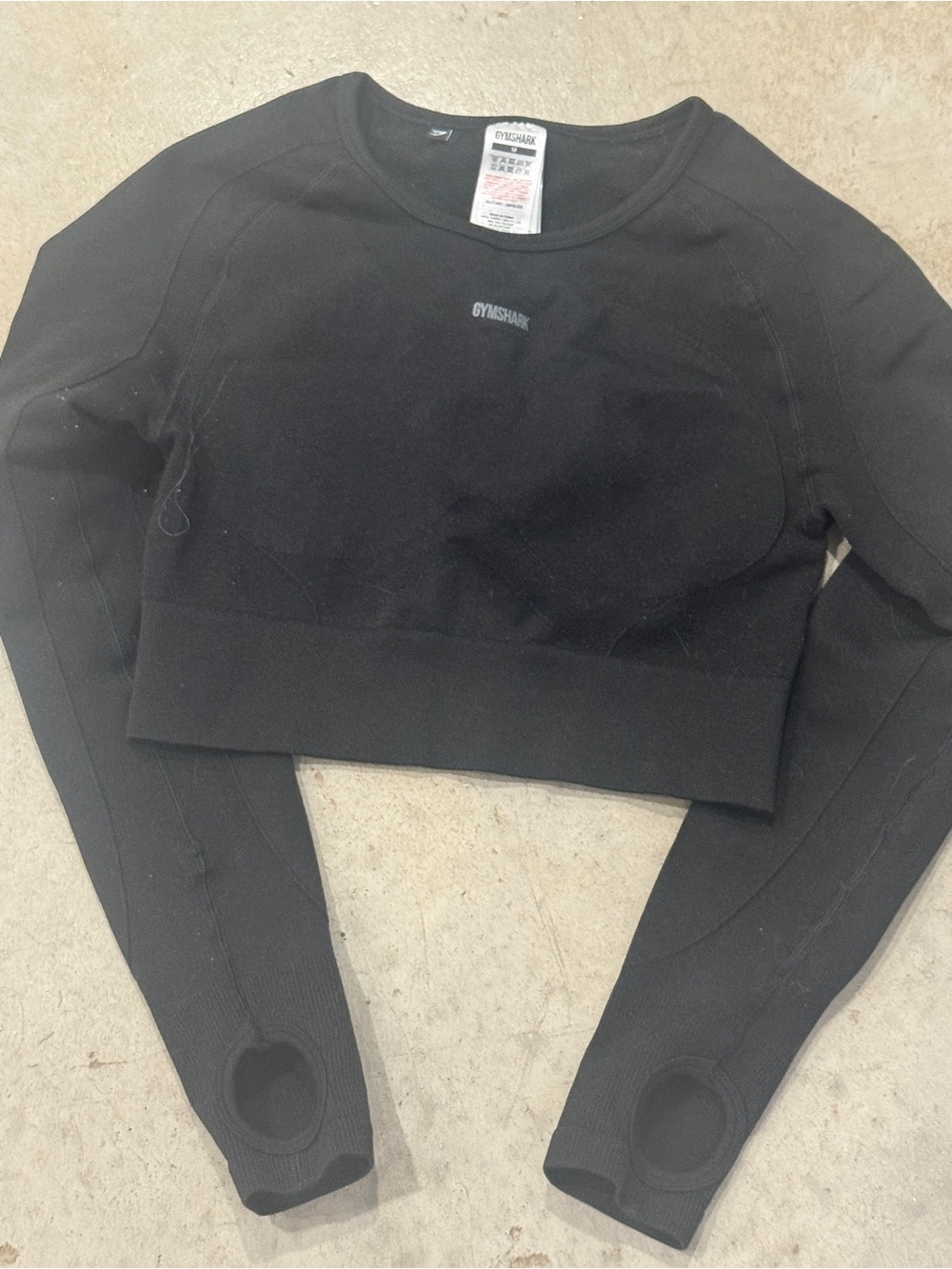 Gymshark Black Long Sleeve Cropped Workout Top